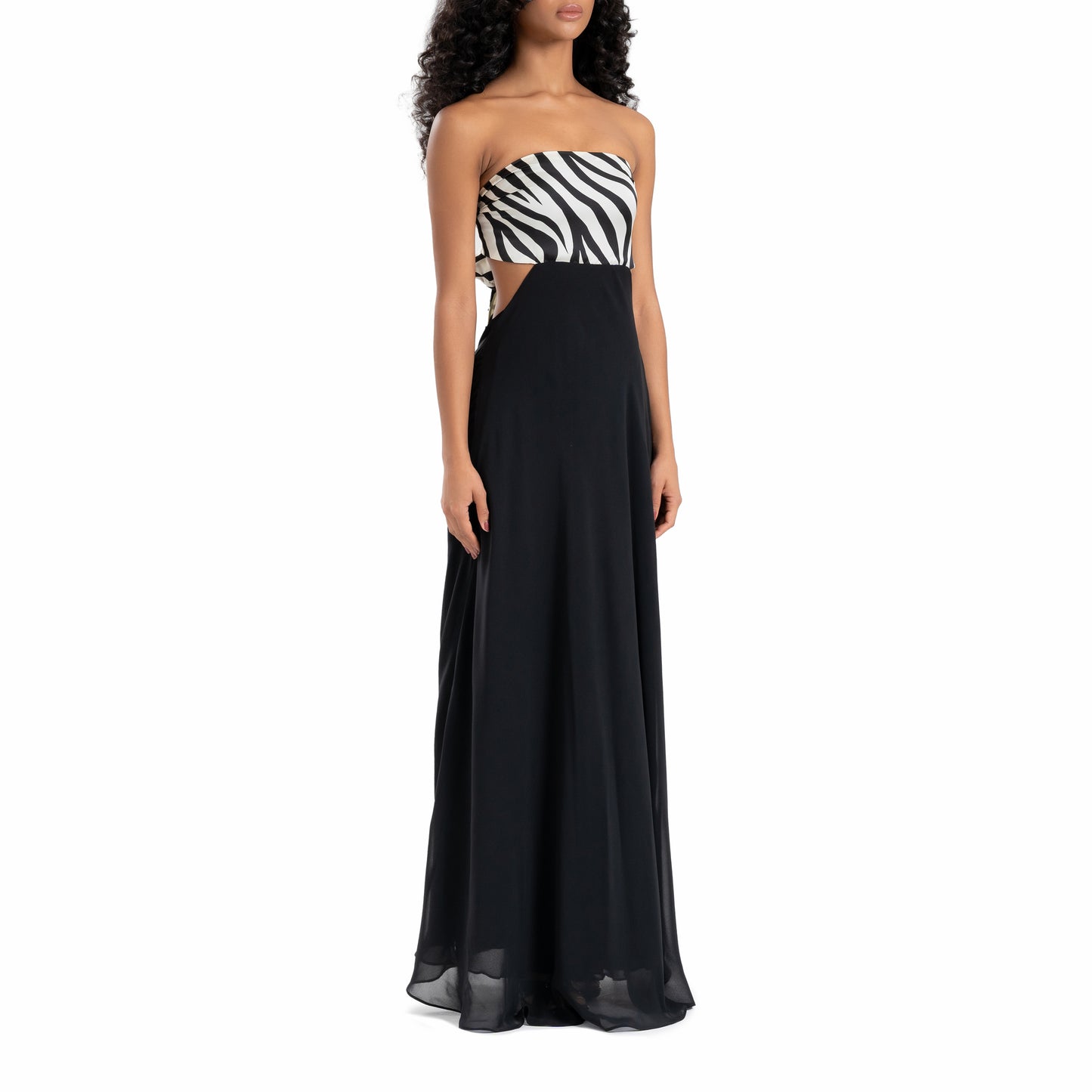 Briana Silk Zebra & Black Chiffon